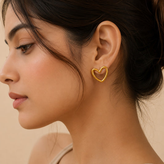 18K Gold Plated Crescent Love Earring