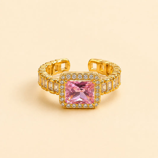 Gold Plated Color Square Zircon Rings
