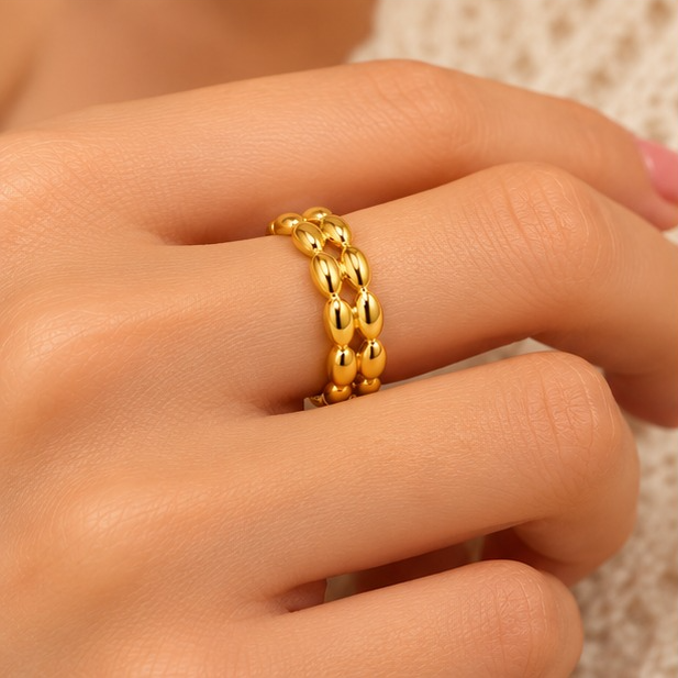 18K Gold Plated Golden Braid Adjustable Ring