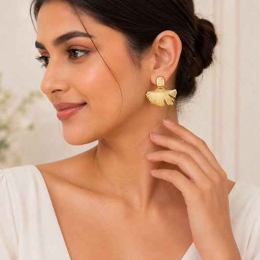 18K Gold Plated Sunburst Gold Drop Earrings