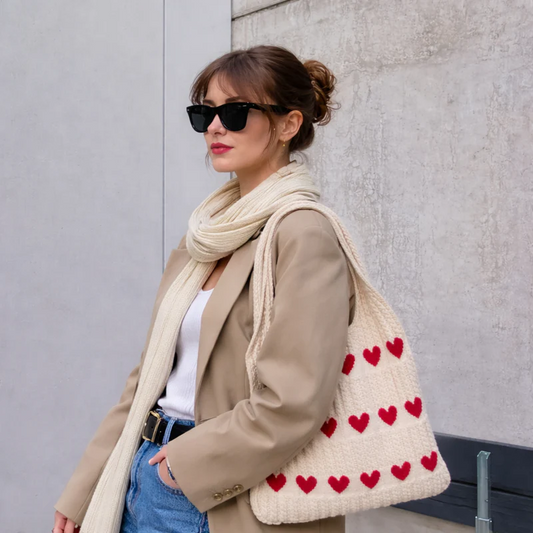 Rs. 699 Cotton Knitted Heart Pattern Tote Bag