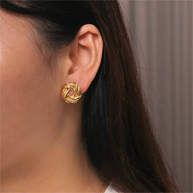 18K Gold Stainless Steel Stud Earrings