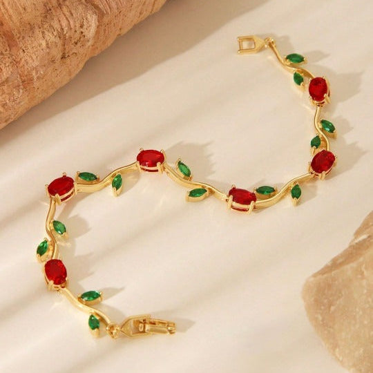 Elegant Red Link Lightweight Adjustable Tulip Bracelet