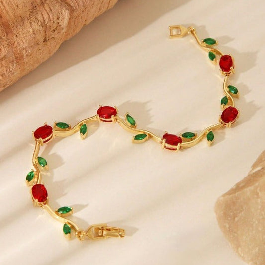 Elegant Red Link Lightweight Adjustable Tulip Bracelet