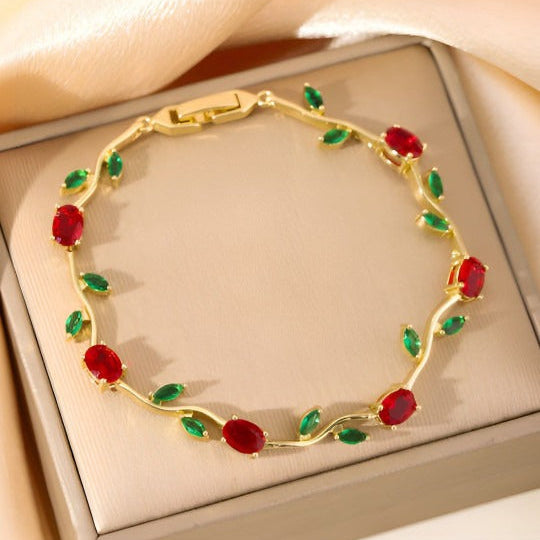 Elegant Red Link Lightweight Adjustable Tulip Bracelet