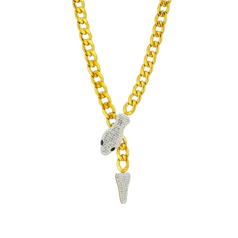 Rs 399 18k Gold Plated Snake-Head Magnetic Clasp Unisex Necklace