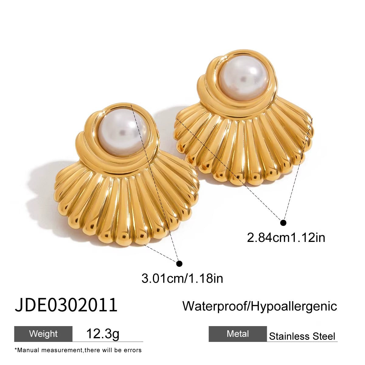 18K Gold Plated Half-sided Pearl Earrings
