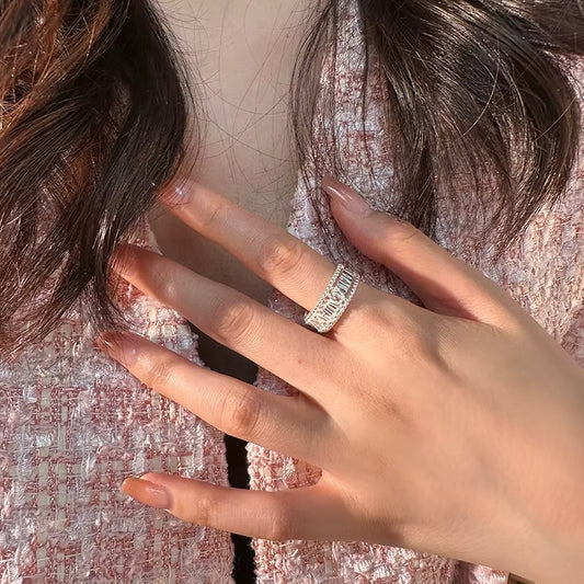 Sterling Silver Square Shape CZ Zircon Ring