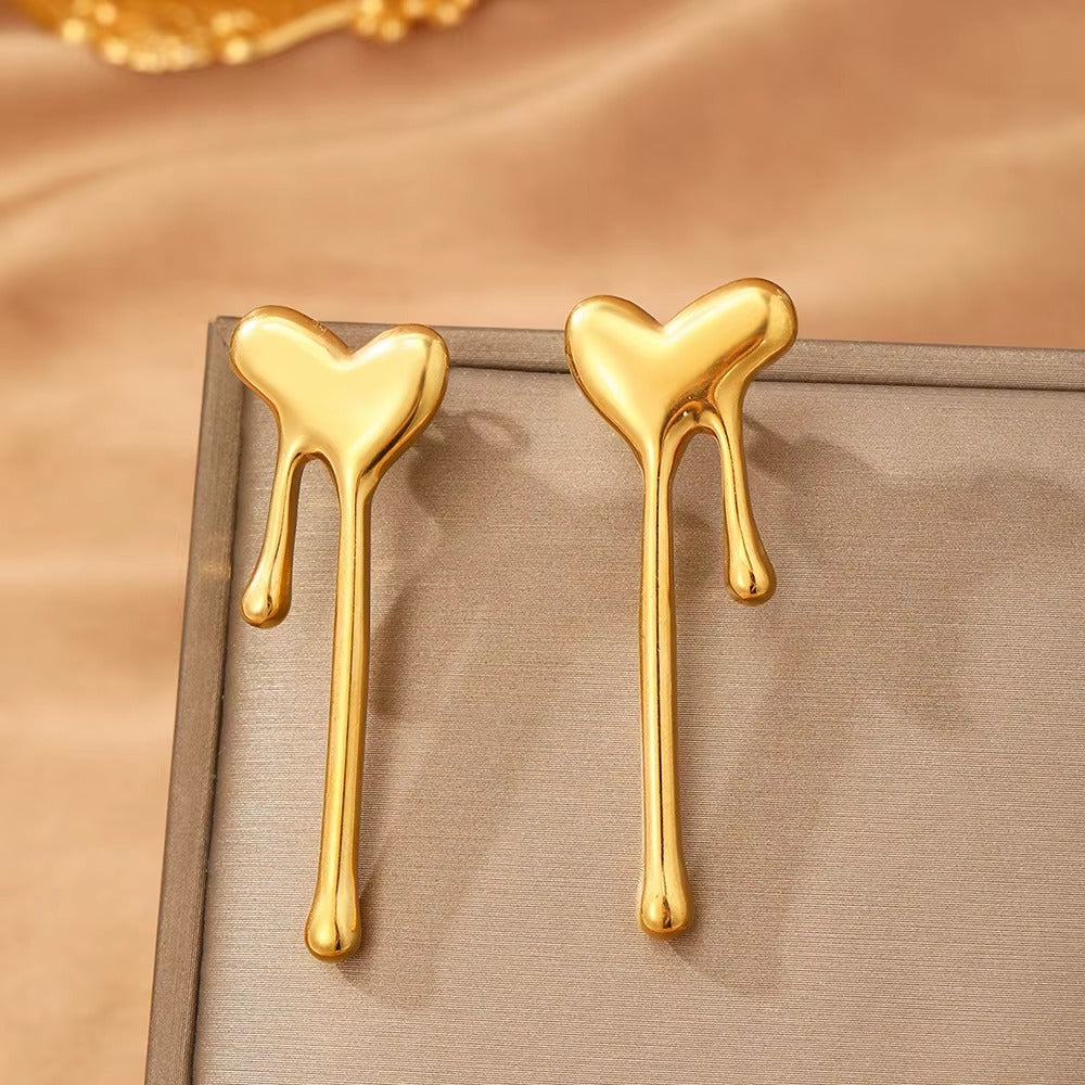 18K Gold Plated Heart Anti Tarnish Stud Earrings