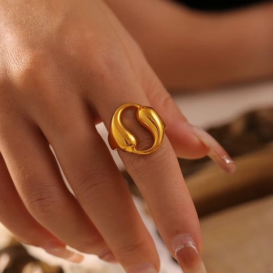 18K Gold Plated Melted Majesty Adjustable Ring