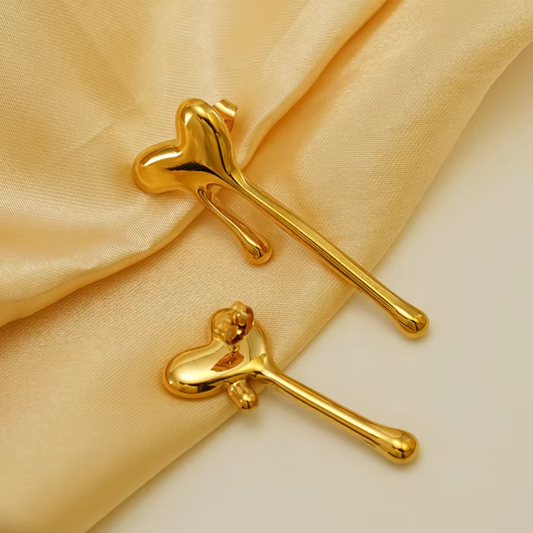 18K Gold Plated Heart Anti Tarnish Stud Earrings