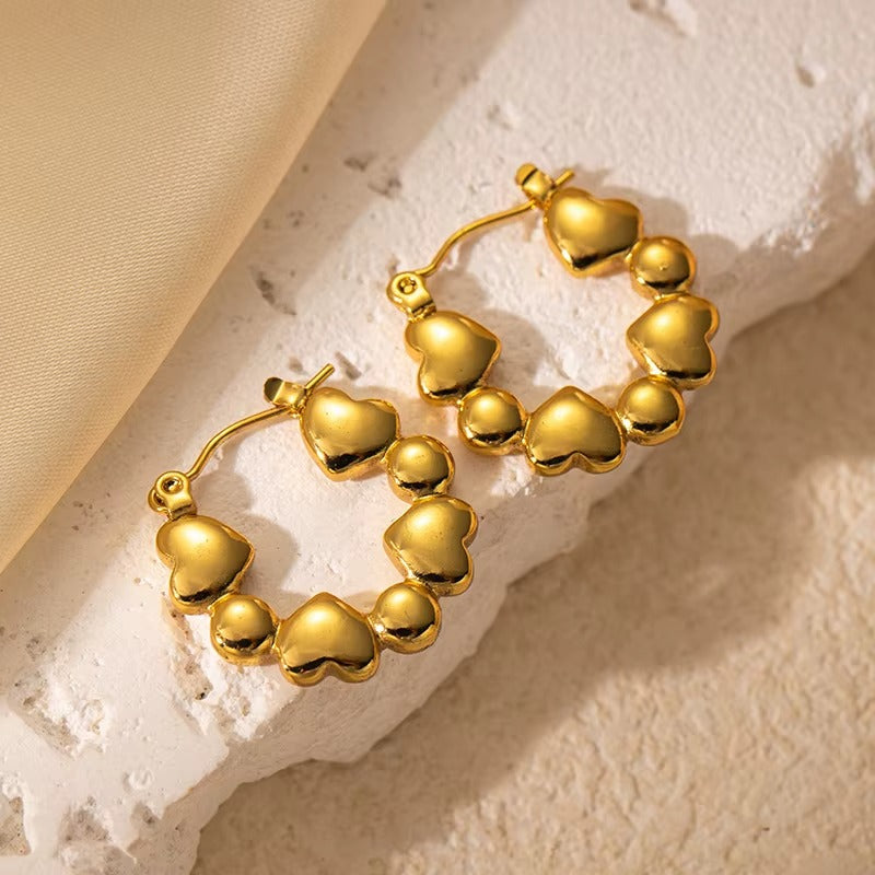 18K Gold Plated Stainless Steel Fashionable Circle Hoops Earring