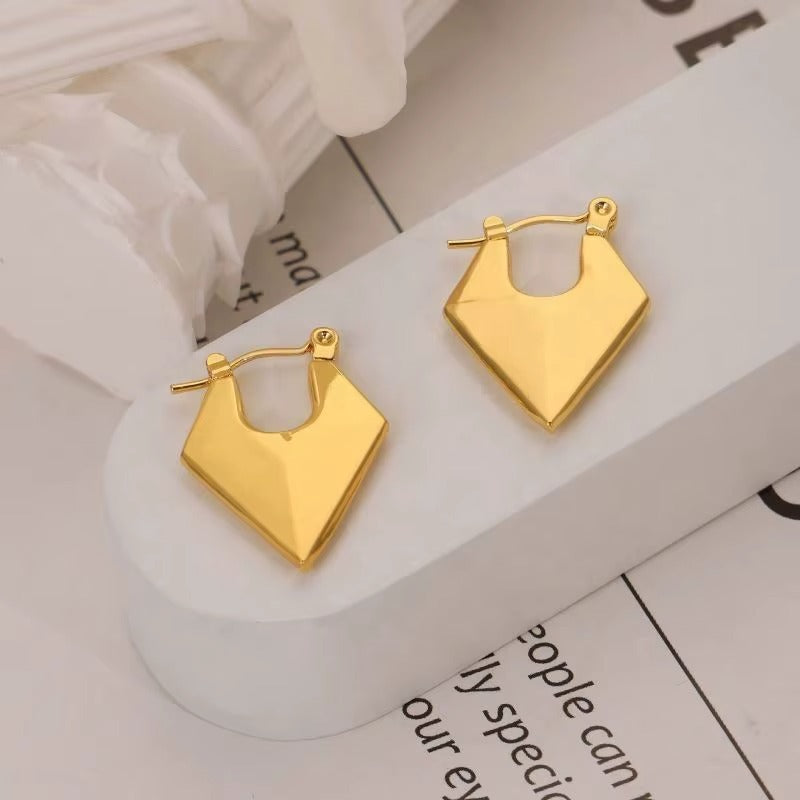 18K Gold Plated Conical Statement Hoop Earring