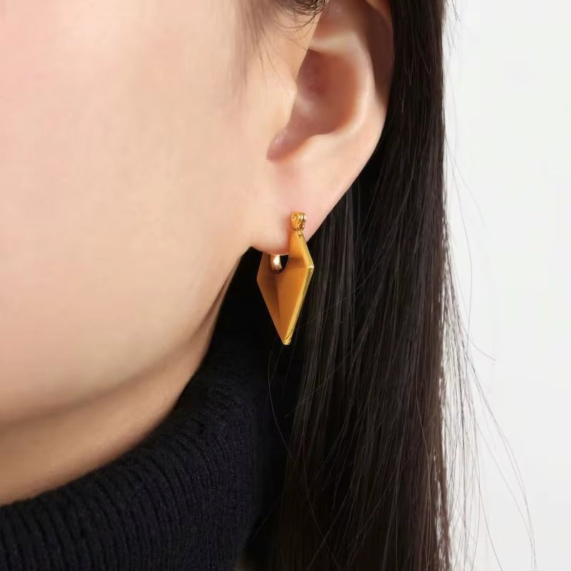 18K Gold Plated Conical Statement Hoop Earring