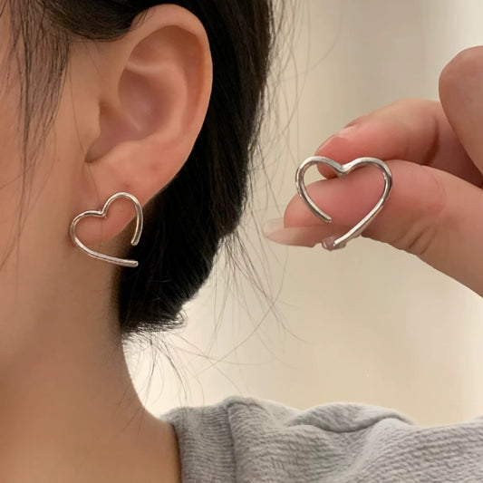 Simple Hollow Love Heart Earrings