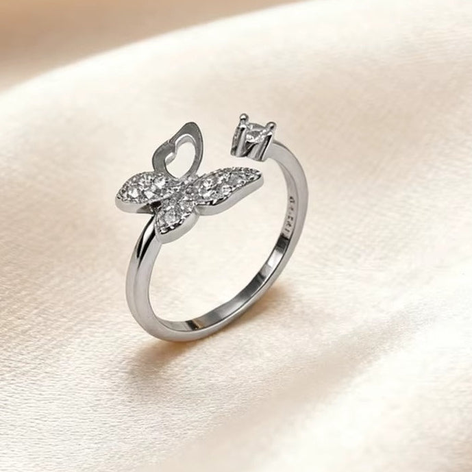 Butterfly Spark Solitaire Ring