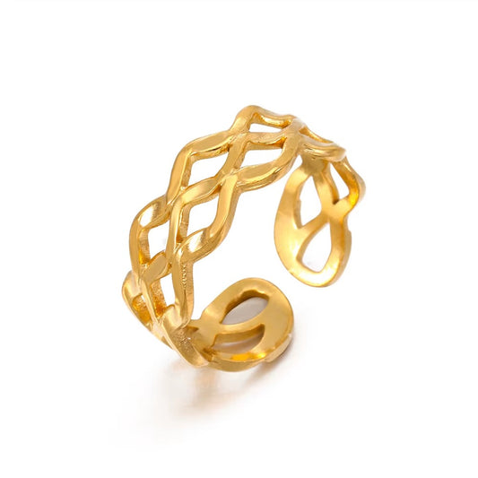 18K Gold Plated Chain Open Ring Fashion Jewelry