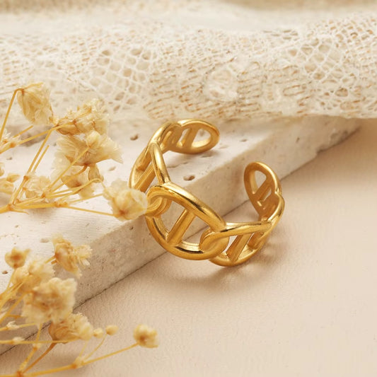 18K Gold-Plated Gilded Titanium Ring