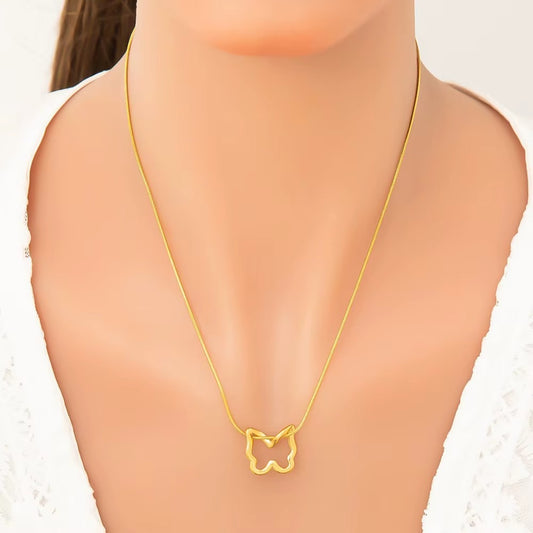 18K Gold Plated Stainless  Butterfly Shape Necklace