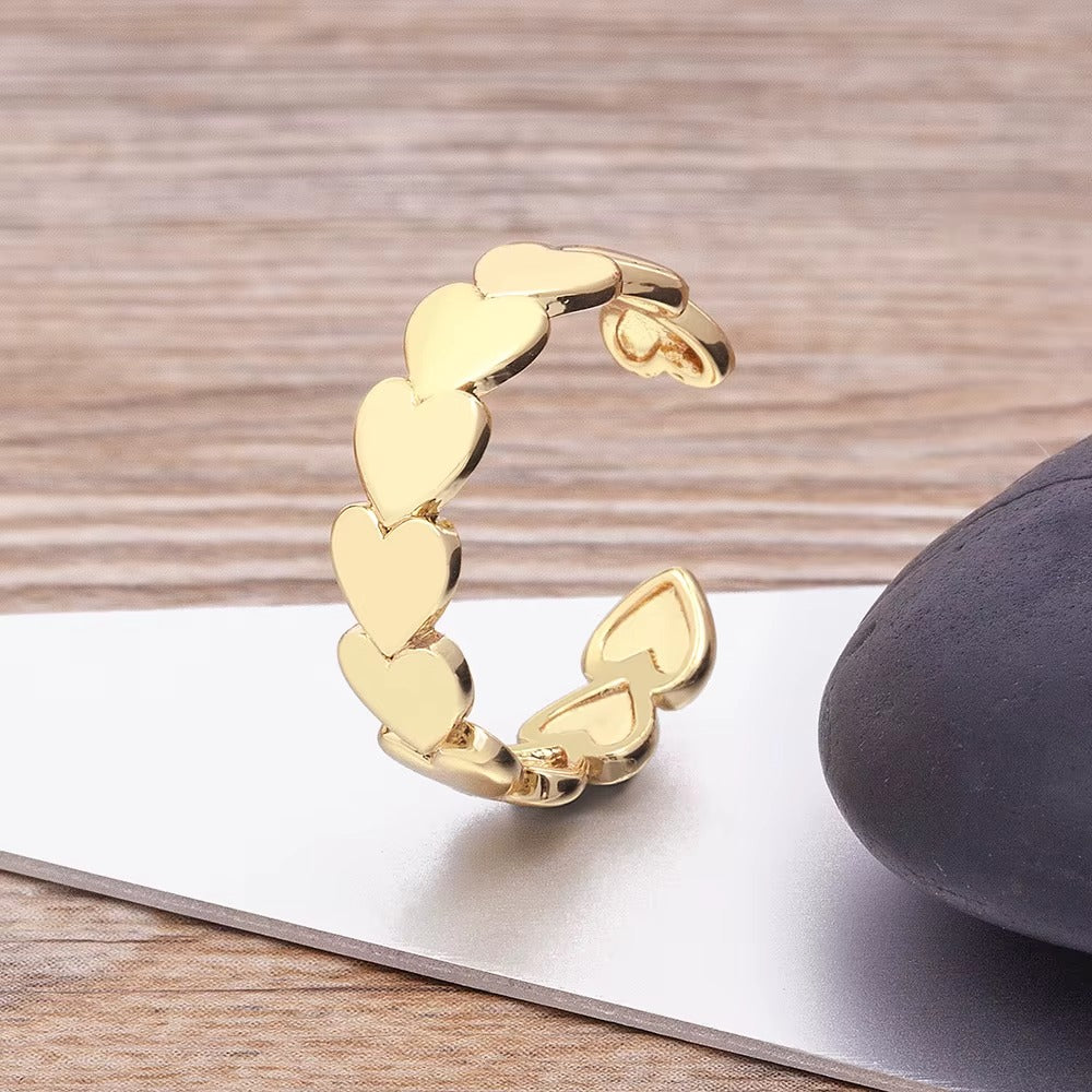18K Gold Plated Minimal Heart Chain Ring