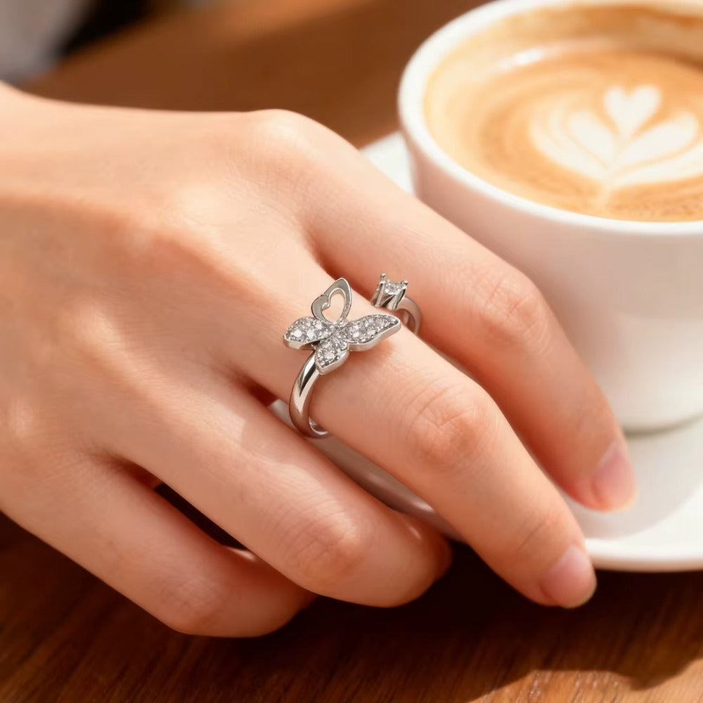 Butterfly Spark Solitaire Ring