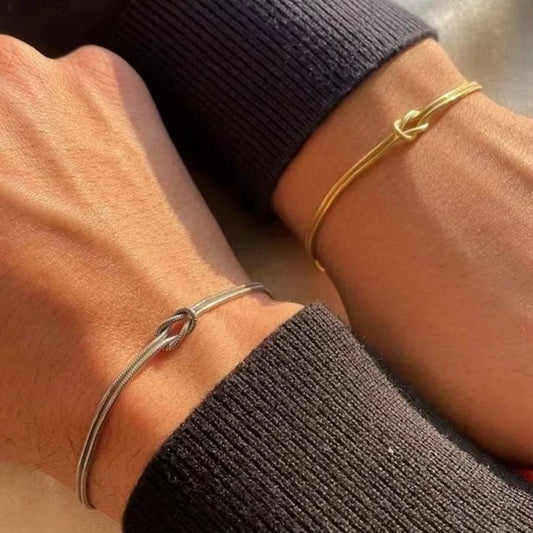 Gold-Plated Titanium Steel Knot Chain Trendy Bracelet