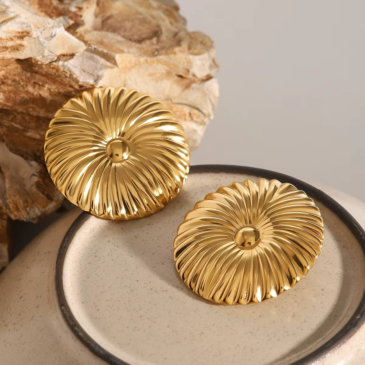 18K Gold  Plated Wavy Shaped Earring