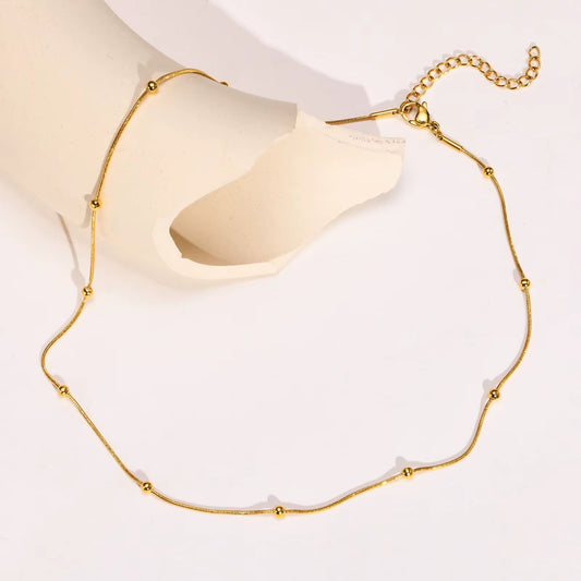18K Gold Plated Snake Chain Ball Charms  Necklace