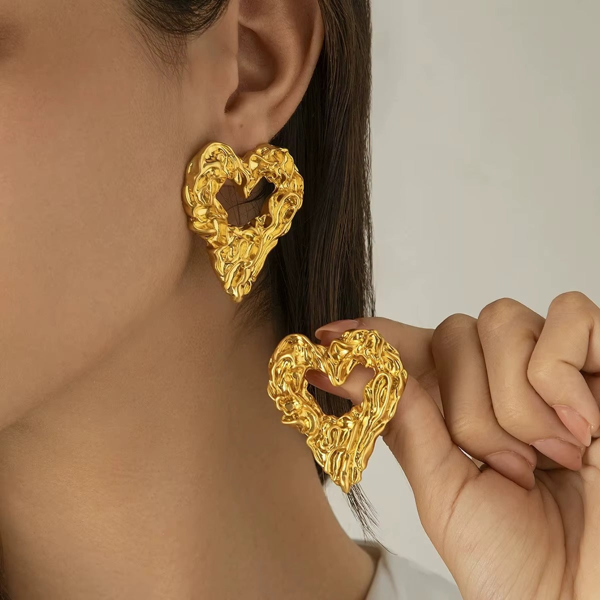 18K Gold Plated Melting Love Chunky Earrings