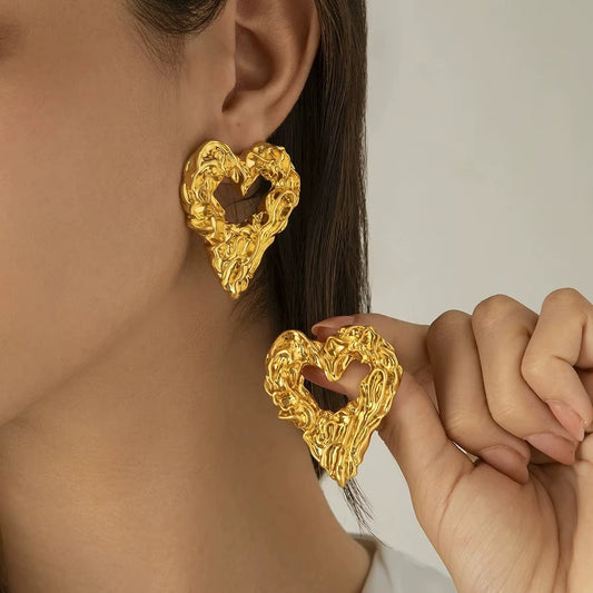 18K Gold Plated Melting Love Chunky Earrings
