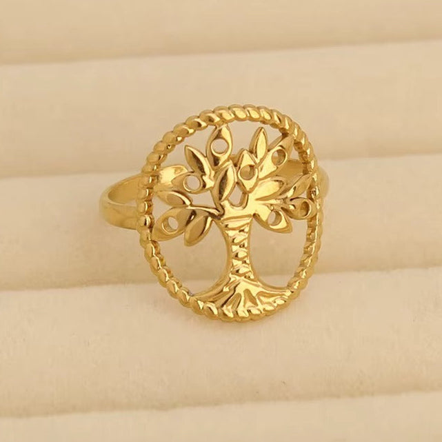 18K Gold Plated Tree of Life Ring Gold Plated Open Finger Ring
