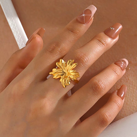 18K Gold Plated Flower Rings