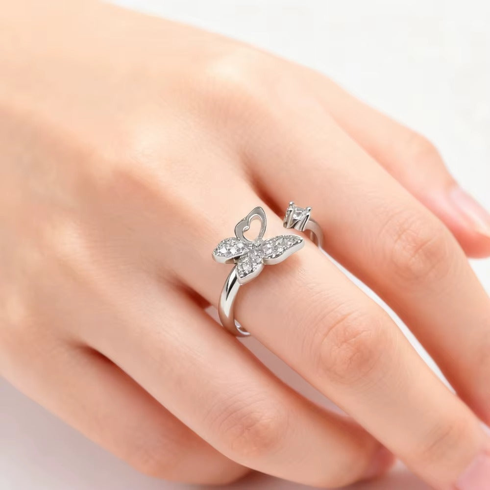 Butterfly Spark Solitaire Ring