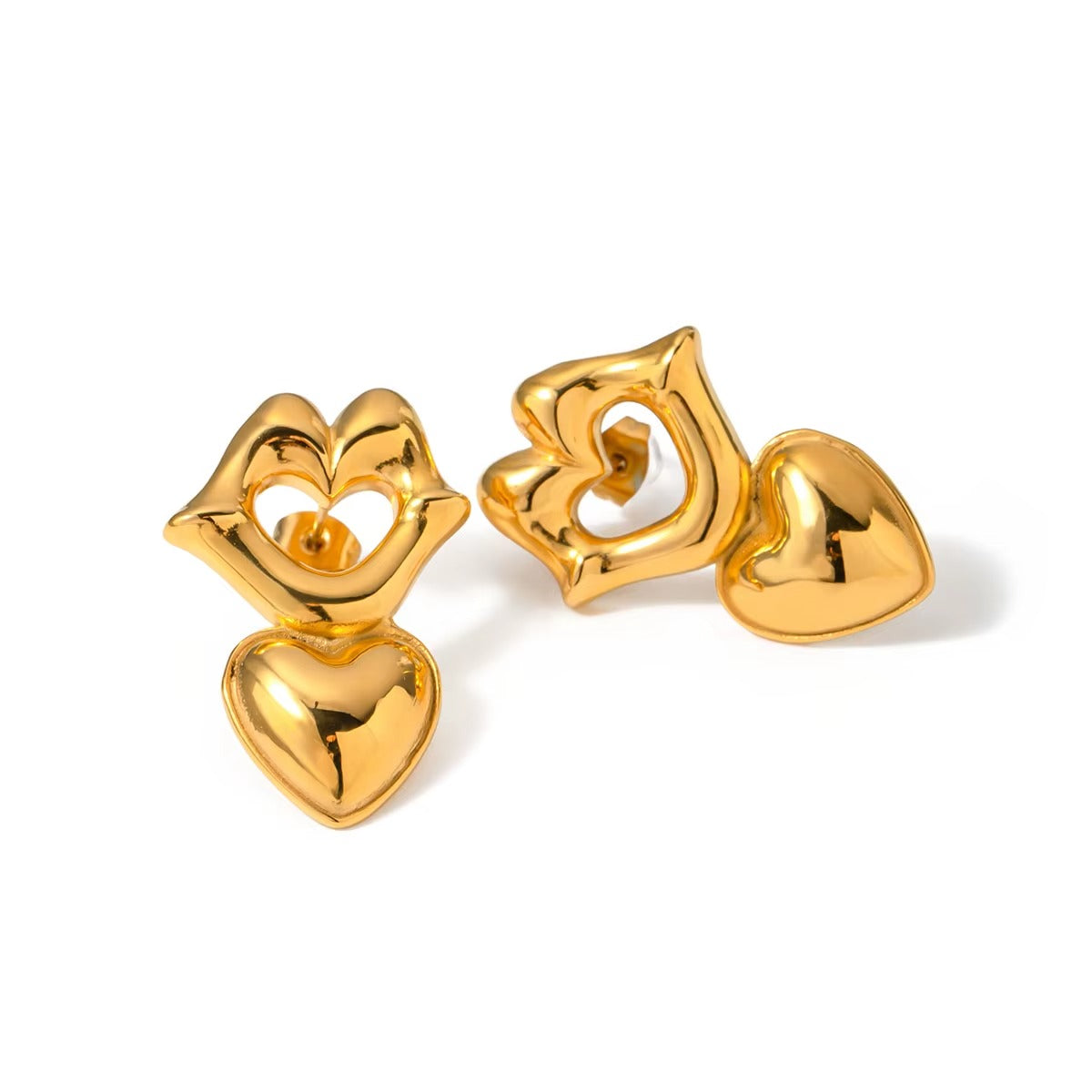 18K Gold Plated Heart Kiss Me Earring