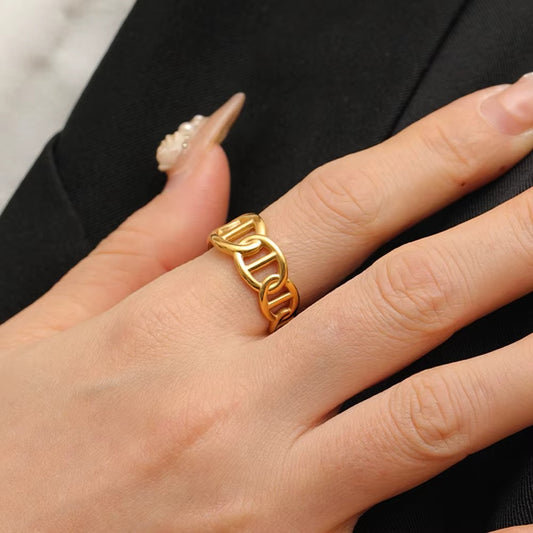 18K Gold-Plated Gilded Titanium Ring