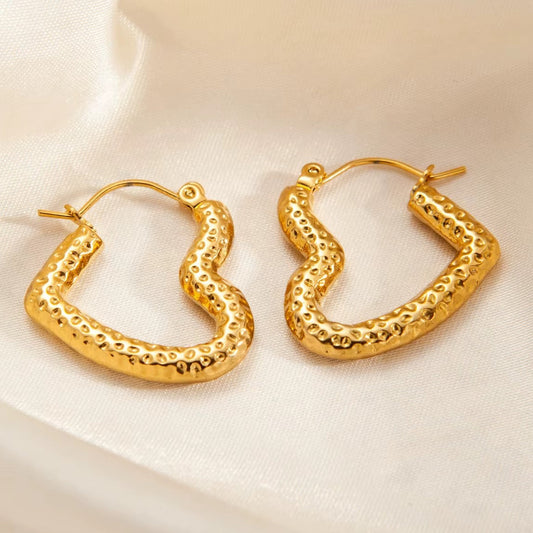 18K Gold Plated Heart Shape Hoop Earring