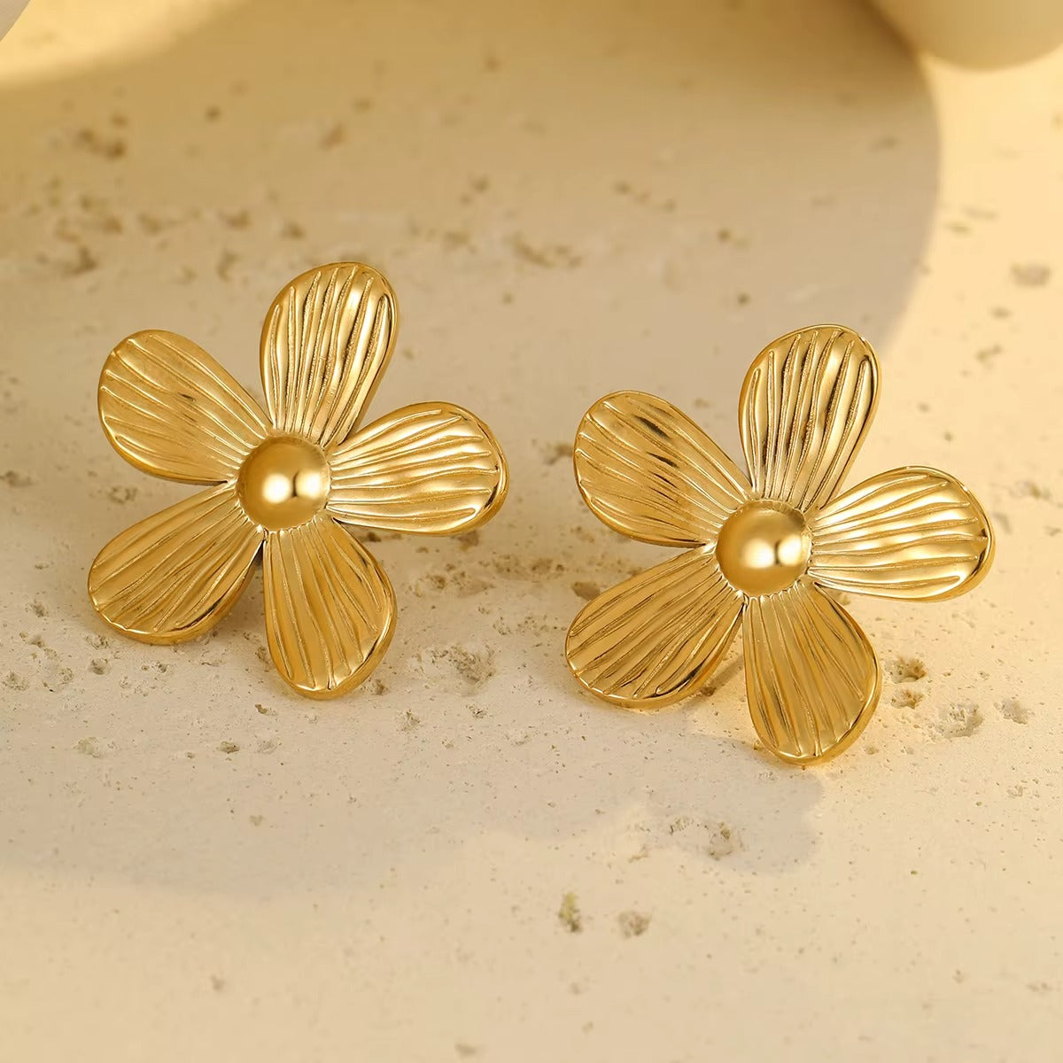 18K Gold Plated  Flower Stud Anti Tarnish Earring