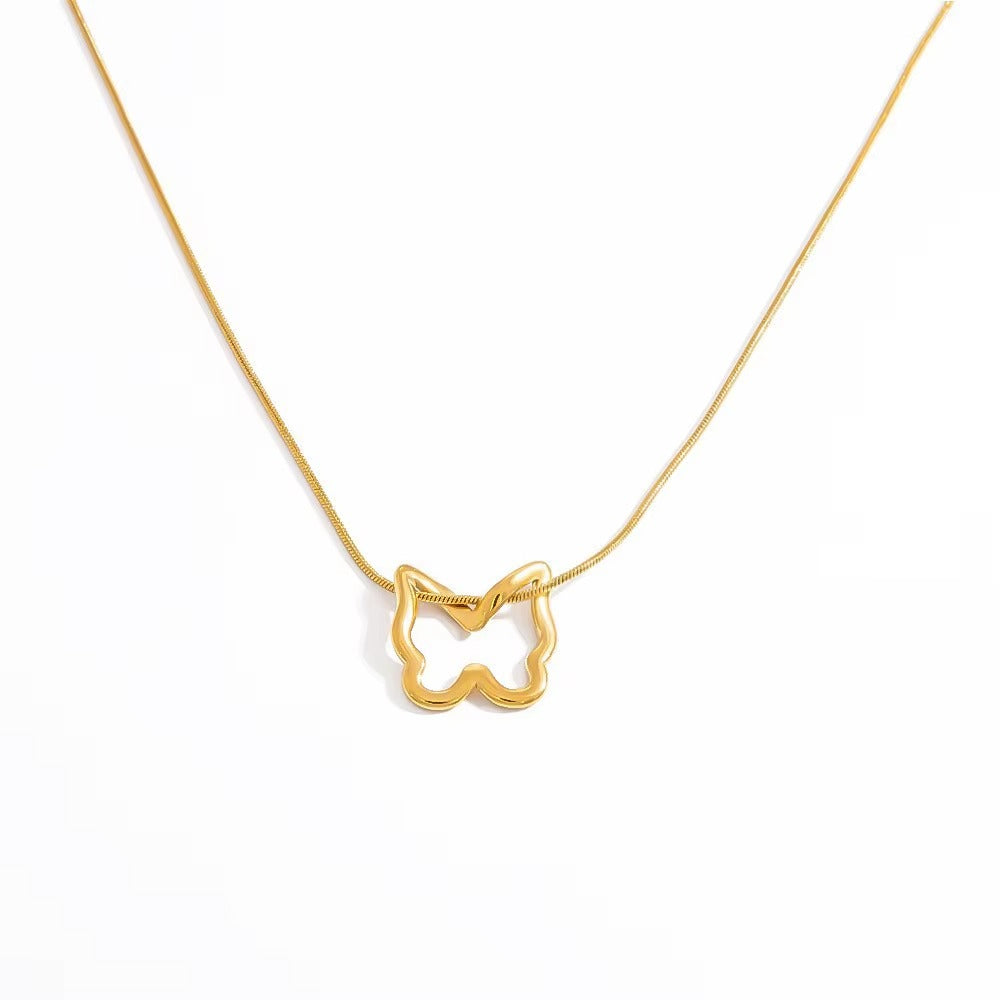 18K Gold Plated Stainless  Butterfly Shape Necklace