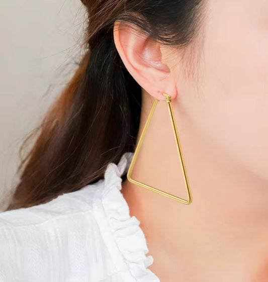 18k Gold Plated Triangle Anti Tarnish Earring