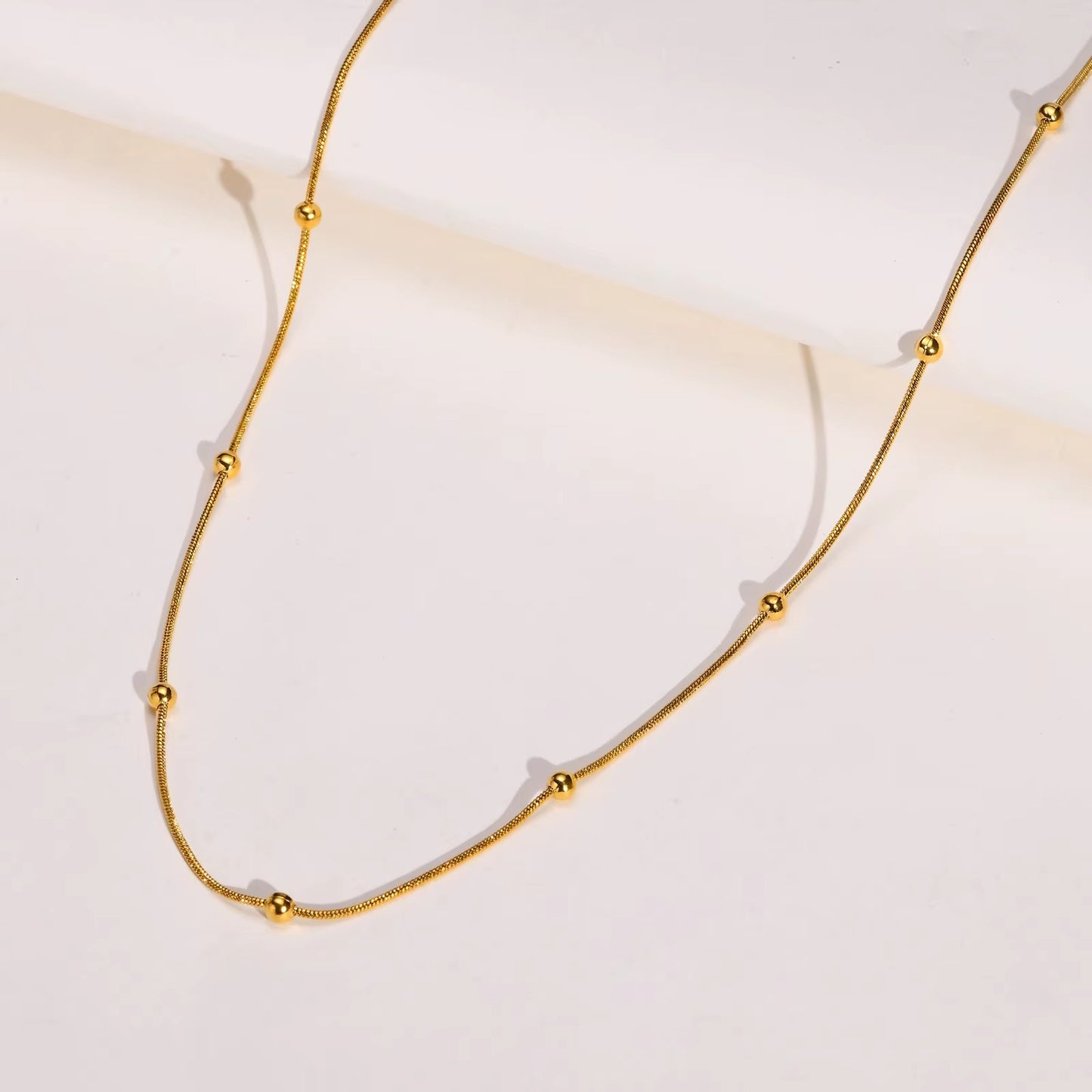 18K Gold Plated Snake Chain Ball Charms  Necklace