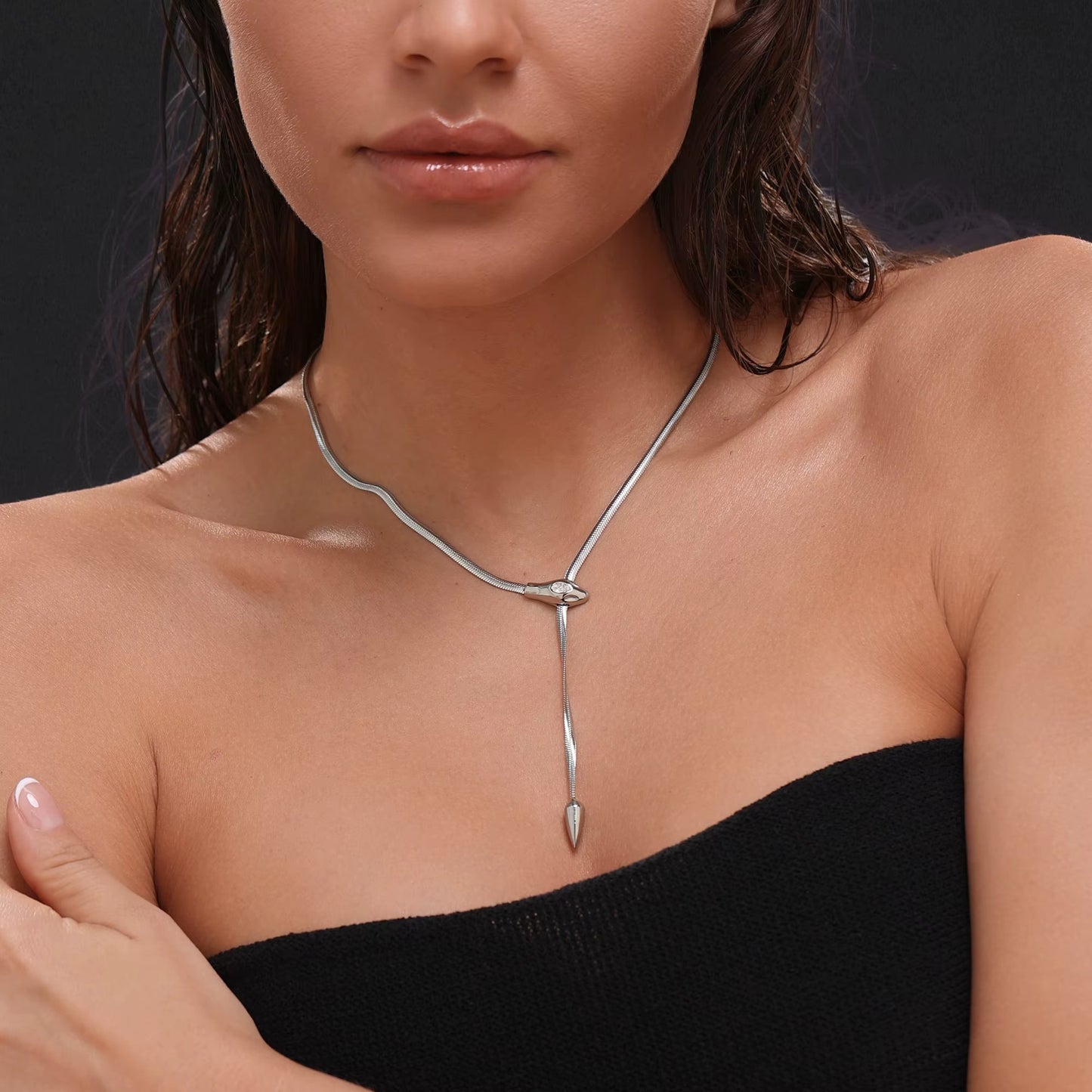 Just Rs 349 18k Silver Plated Snake-Head Magnetic Necklace