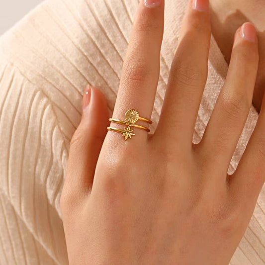 18K Gold Plated  Statement Promise Open Adjustable Ring