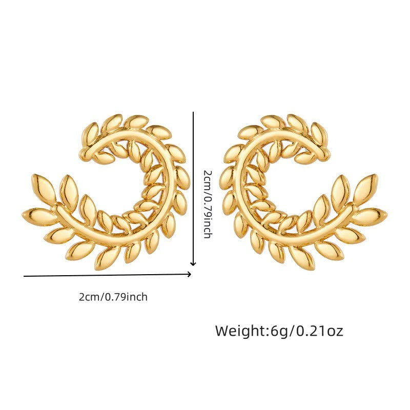 18K Gold Plated Flower Wheat Patterned Earring