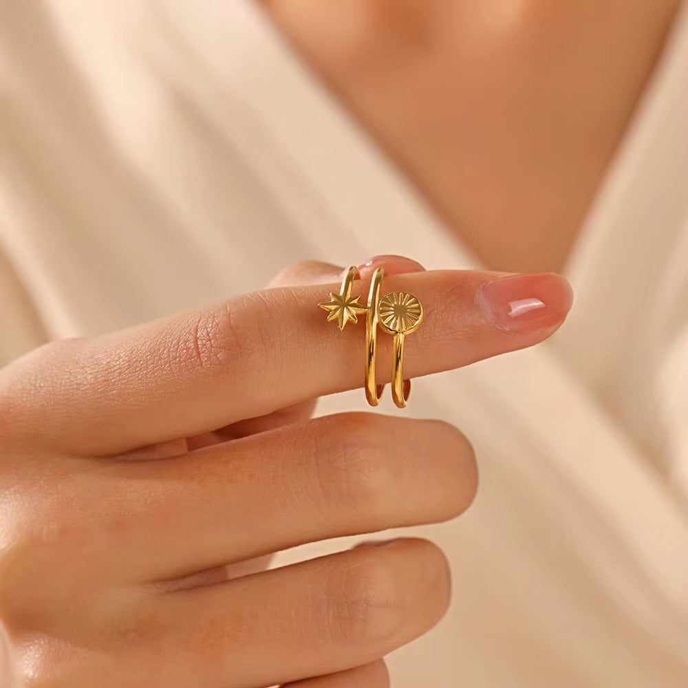 18K Gold Plated  Statement Promise Open Adjustable Ring