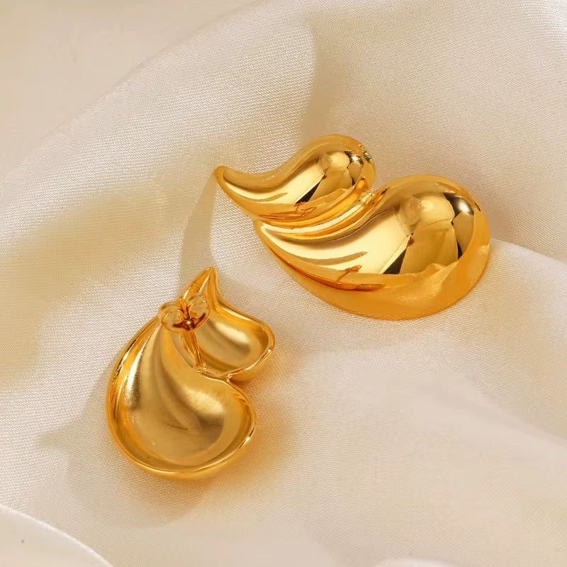 18K Gold Plated Trendy Droplet Shape Statement Earrings