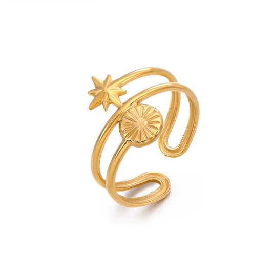 18K Gold Plated  Statement Promise Open Adjustable Ring