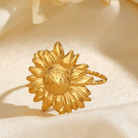 18K Gold Plated Golden Sunflower Ring