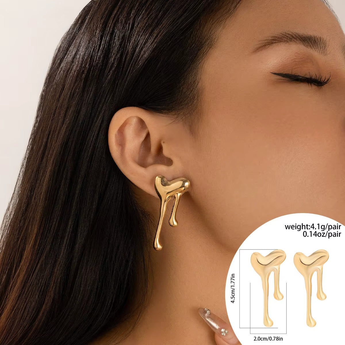 18K Gold Plated Heart Anti Tarnish Stud Earrings