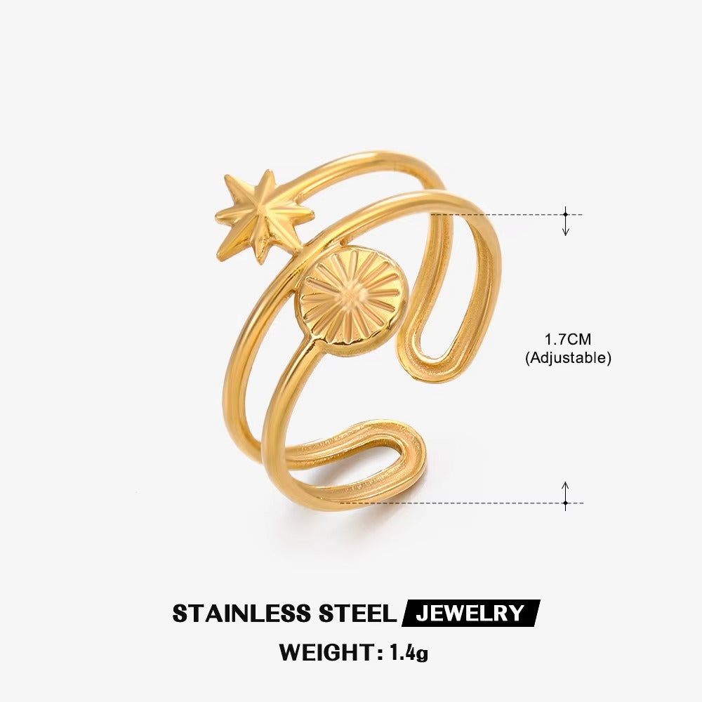 18K Gold Plated  Statement Promise Open Adjustable Ring