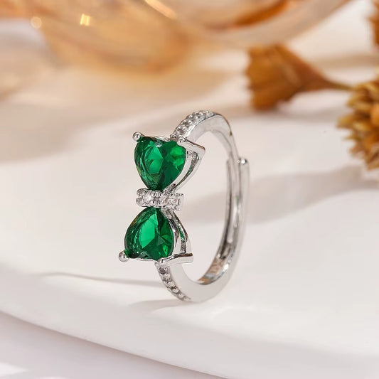 Sterling Zircon Bow Finger Ring